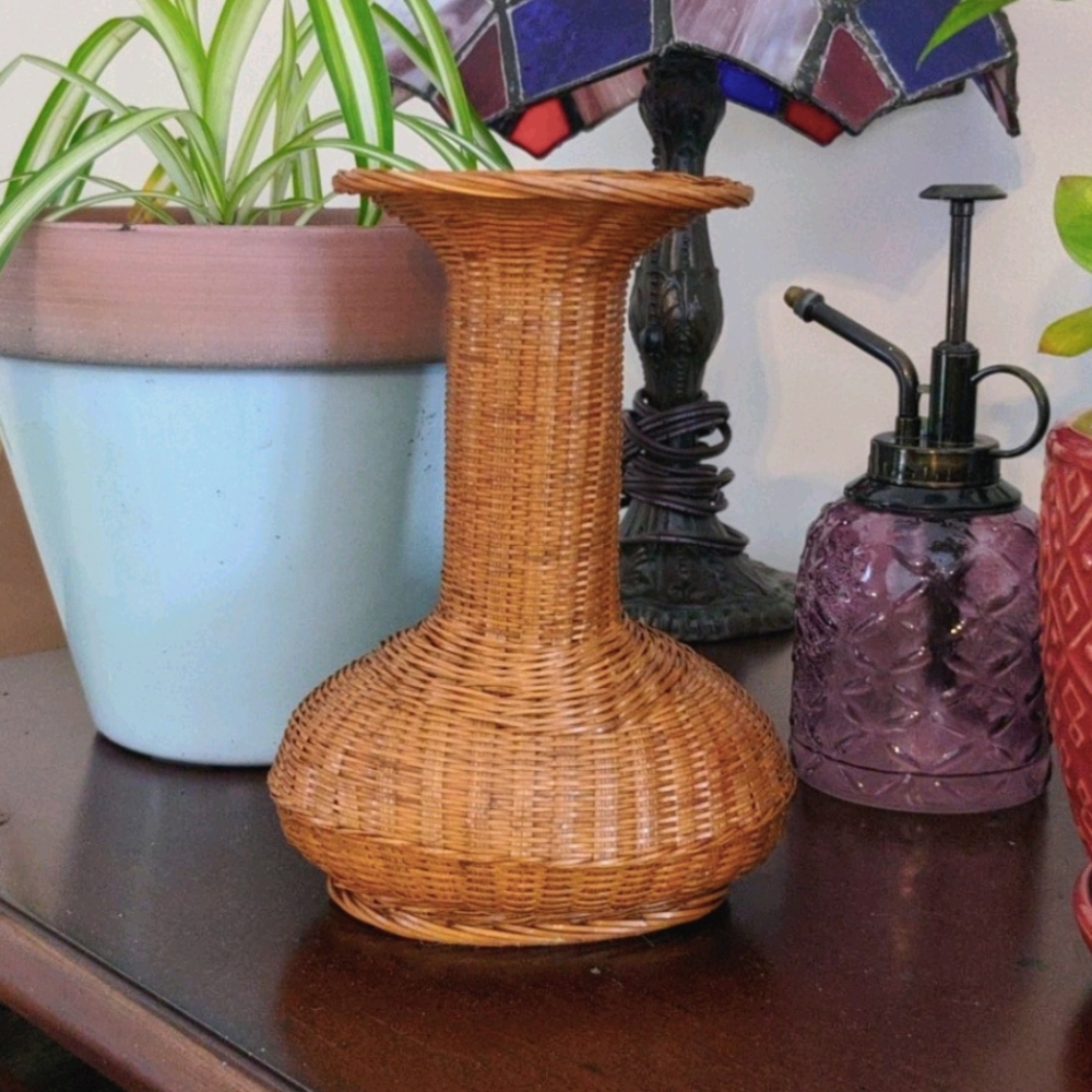 Boho Wicker Vase Unique Bohemian Decor